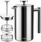 Mueller French Press Coffee Maker, 20oz Stainless Steel, 4 Filter Heat Resistant Double Insulated, Dishwasher Safe