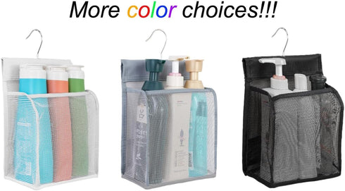 ALYER Hanging Mesh Shower Caddy Organizer - Bathroom Storage Bag with Hooks for College Dorm, Gym, RV and Travel, Black