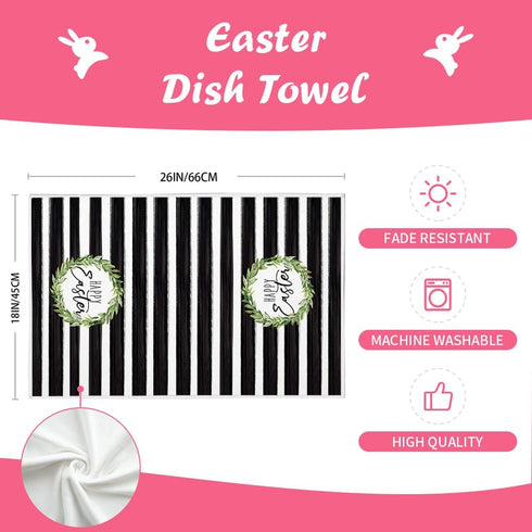 18x26 Inch, Set 2 ARKENY Easter Kitchen Towels - Green Wreath Dish Towels, Ultra Absorbent, Bar Drying Cloth, Happy