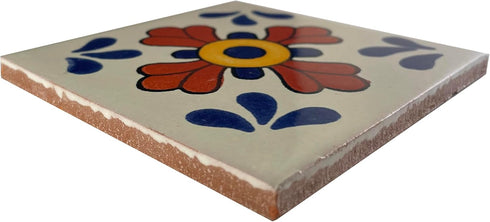 Fine Crafts Imports 3x3 Seville Talavera Mexican Tile - 16pcs Ceramic Floral, Multicolor, Water Resistant