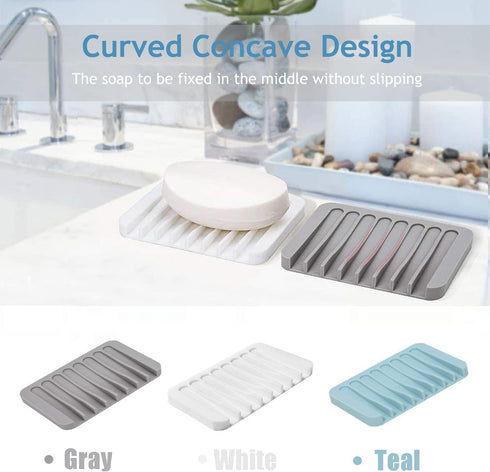 3 Self Draining Soap Dishes, Pcs Silicone Soap Saver, Waterfall Drainer Soap Holder for Bathroom, Extend Soap Life