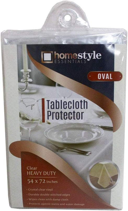ATB 2 Crystal Clear Vinyl Tablecloth Protector, Heavy Oval Plastic Table Cover 54X72