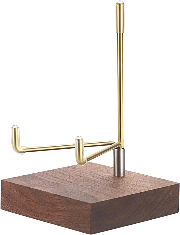 Hipiwe Display Stand Easel with Adjustable Metal Arms, Wooden Base for Fossil, Coral, Geodes, Plate, Small Collectibles