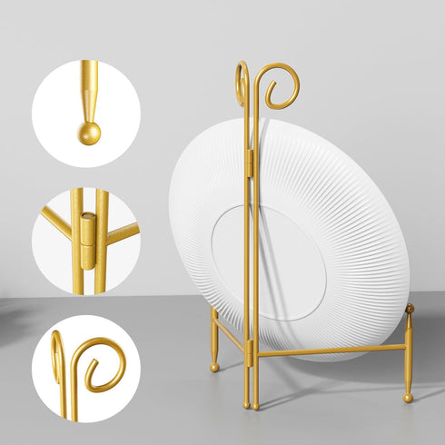 6 Inch Decorative Plate Holder Display Stand, Gold Iron Easel for Picture, Book, Photo Frame, Decorative Plates (2 Pack)