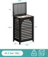 Black Laundry Hamper with Lid, 22.5 Gallon (85L) Bamboo Wood Clothes Basket, Removable Liner and Handles