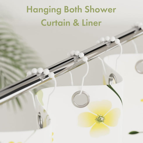 Amazer Shower Curtain Hooks, Decorative Rust-Resistant Stainless Steel Hooks for Bathroom Shower Rod, Set of 12