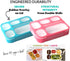 Bento Lunch Box for Kids & Adults, Leakproof Containers with 6 Compartments, BPA-Free Utensils, Blue & Pink Set