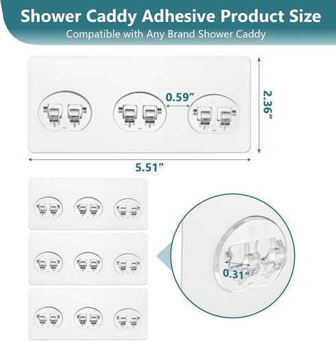 KaiwayInno 8 Pack Shower Caddy Adhesive Replacement, Strong Shower Shelf Adhesive Hooks for Corner Shelf Basket