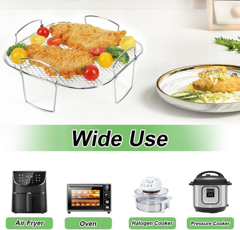 BYKITCHEN 8 inch Square Air Fryer Rack, Stainless Steel Dehydrator Accessories for Cosori, Instant Vortex, Ninja Foodi