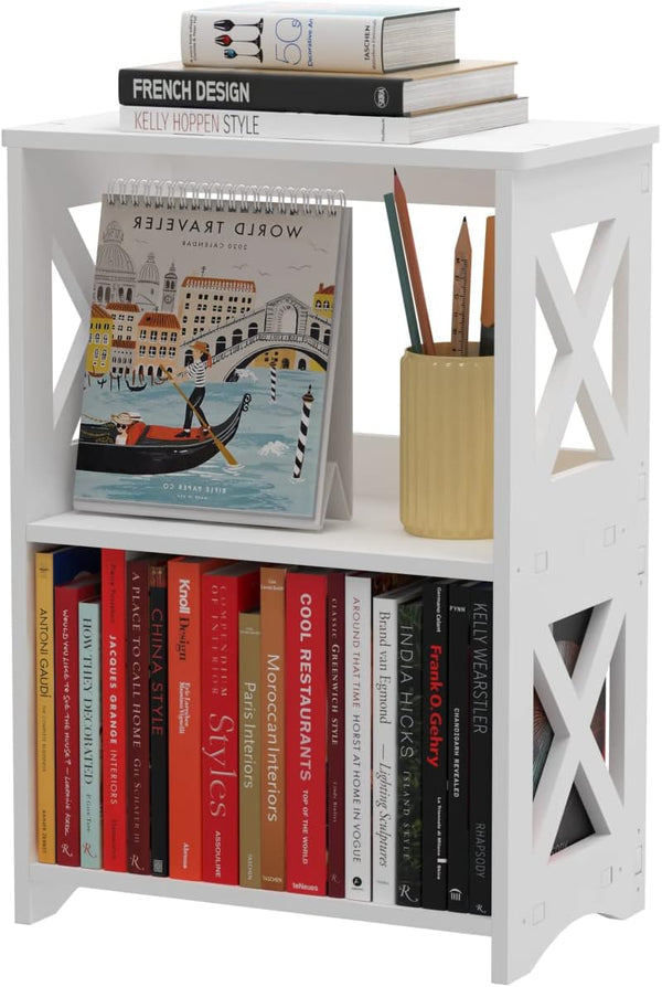 pikpuk Side Table, Narrow End Table with Storage Shelf, Minimalist Bedside Tables Nightstand,