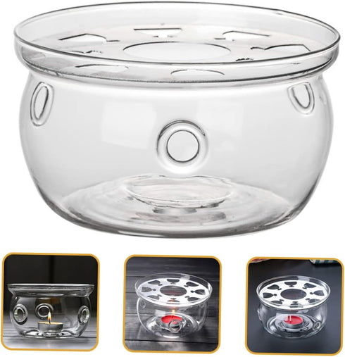 Alipis Tea Warmer Teapot Candle Holder, High Borosilicate Glass Stand Dish Heater, Japanese-Style Tea Light Candle