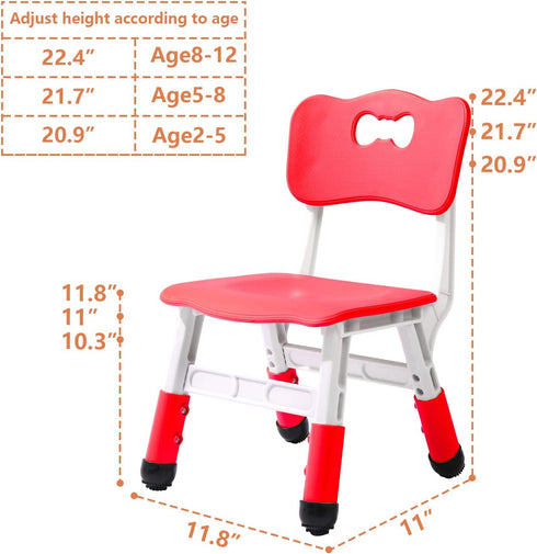 WHY TOYS 3 2-6. 220LBS Set (2-Pack-Red) Adjustable Kid Chairs Indoor Level Adjustable Suitable for Children Age Maximum