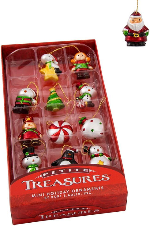 Kurt S. Adler 1.25-Inch Petite Treasures Mini Ornament Set, Multi, 12 Piece