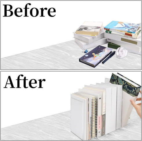 Lulonpon 8pcs Acrylic Book Ends - Non-Skid Clear Bookends for School Library and Desktop Organizer, Book Shelves