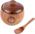 Hapivida Wooden Salt Box Spice Jar, Salt Cellar with Lid and Spoon, Seasoning Container Holder for Kitchen Serving