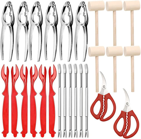 Ymkf Sqqr 26 PCS Seafood Tools Include Crab Crackers, Seafood Scissors, Lobster Sheller, Crab