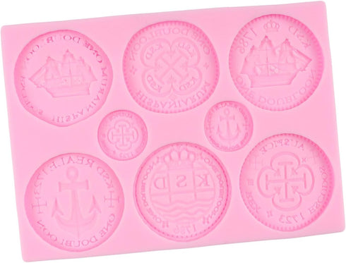 Treasure Coins Silicone Mold, Fondant Molds for Cake Decoration, Cupcake Topper, Chocolate Candy