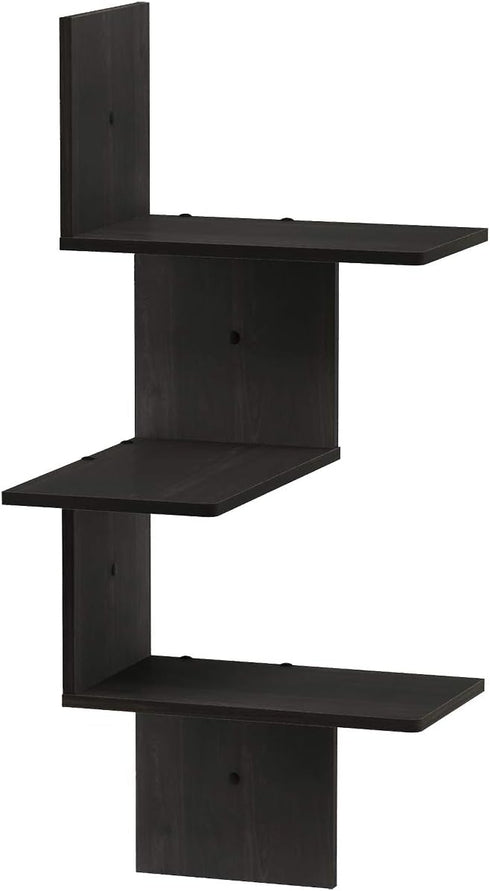 3-Tier Furinno Rossi Wall Mounted Shelves, Rectangle, Espresso/Black