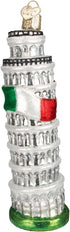 Old World Christmas Glass Blown Ornament with S-Hook and Gift Box - Location Collection (Leaning Tower of Pisa)