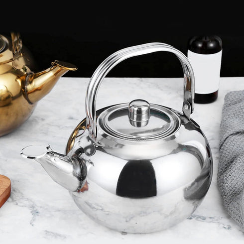 304 Stainless Steel Teapot, Water Kettle Stove Top Tea Pot with Filter and Lid for Brewing Loose Leaf and Tea Bags