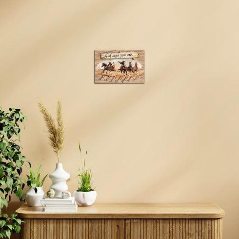 Strofupp Inspirational Horse Wall Art, God Says You Are Bible Quote Decor, 12x18 inches