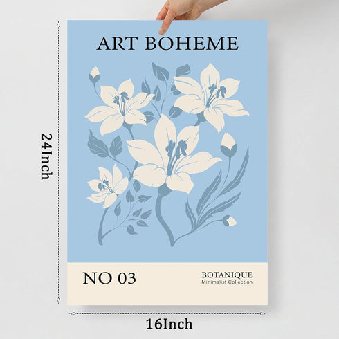 Matisse Flower Wall Art Prints, Blue Abstract Canvas Decor Aesthetic Matisse Art Gallery Preppy Pictures 16x24inch