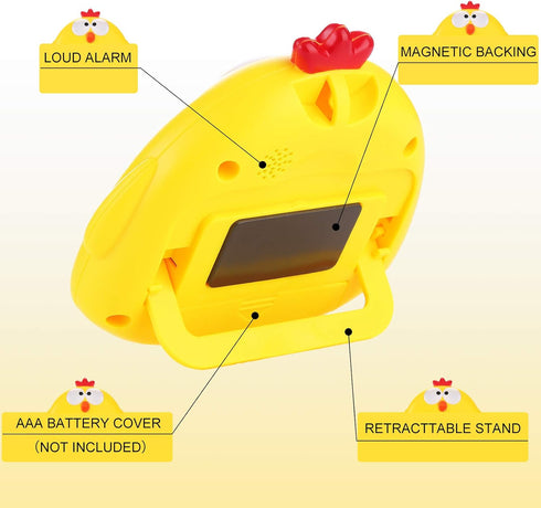 Weewooday 2 Pieces Cute Cartoon Animal Digital Kitchen Timers with Magnetic Backs for Teachers Cooking