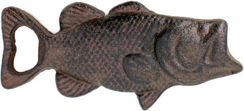 The Bridge Collection 5.90" Cast Iron Bass Bottle Opener, Fish Decor for Cabin, Lake House, Camping