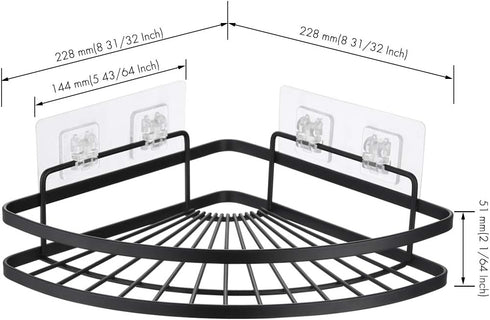 KES Shower Caddy Corner, Self-Adhesive Stainless Steel Shower Organizer, Matte Black 2 Pack