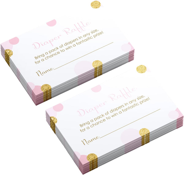 Pink and Gold Diaper Raffle Tickets - 25 Pack - Fun Baby Shower Game for Girls