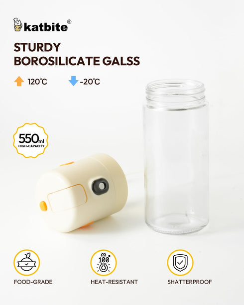 18.6 oz/550ml 2 1 Mist(0.5g/Spray) katbite olive oil dispenser bottle for Cooking, in glass oil bottle and oil sprayer