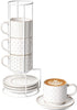 LE TAUCI 8 oz Stackable Latte Cups with Saucers and Stand, Set