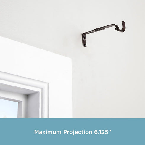 Kenney Adjustable Curtain Rod Brackets, Mocha (2-Pack)