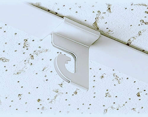 Cutelec 6 Sets Ceiling Hook Clips, White Metal T-Bar Track Clip Hanger for Home Hanging Plants Decorations