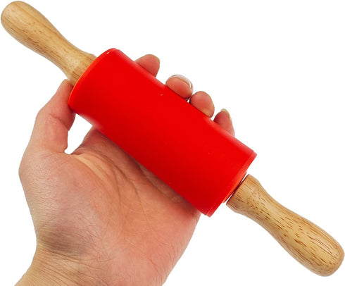 Miokun 4 Pack (9 Inch) Small Rolling Pin for Kids, Kids Rolling Pin for Home Kitchen
