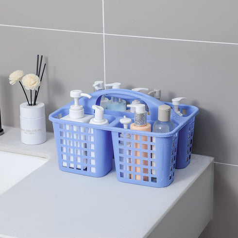 JiatuA Portable Shower Caddy Basket with Compartments Cleaning Supplies Organizer with Handle Plastic Storage Divided Tool Bin for Bathroom, Bedroom, Kitchen, College Dorm, Garden, Under Sink, Blue by JiatuA