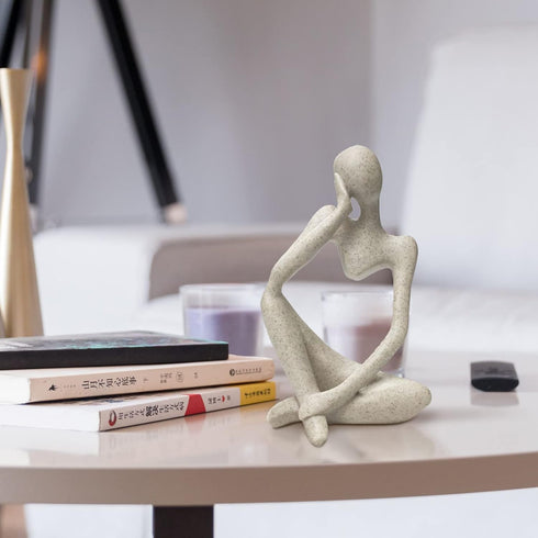 prosfalt Sandstone Resin Thinker Style Abstract Sculpture Statue Collectible Figurines Home Office Bookshelf Desktop