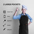 ROTANET Stripe Stretch Apron for Men and Women, Adjustable Bib with 2 Pockets for Kitchen Cooking