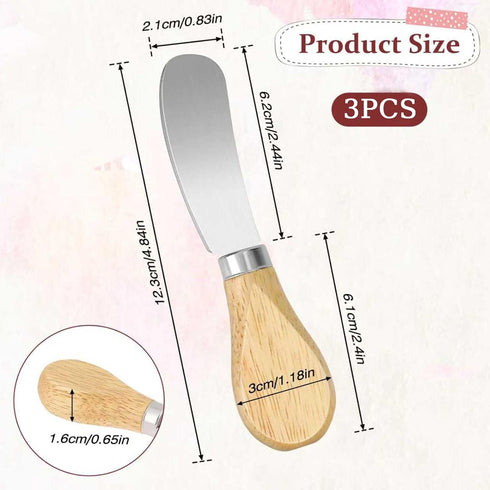 IJPDDRXYN Set, Set 3, Cheese Spreader Knives Butter Knife Spreader of Stainless Steel with Wooden Handle for Soft