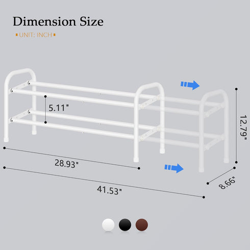 2 Tier,41.53'' Closet, 12 Gewudraw Shoe Rack Adjustable Metal Shoe Organizer for Bedroom, Entryway,Holds Up to Pairs