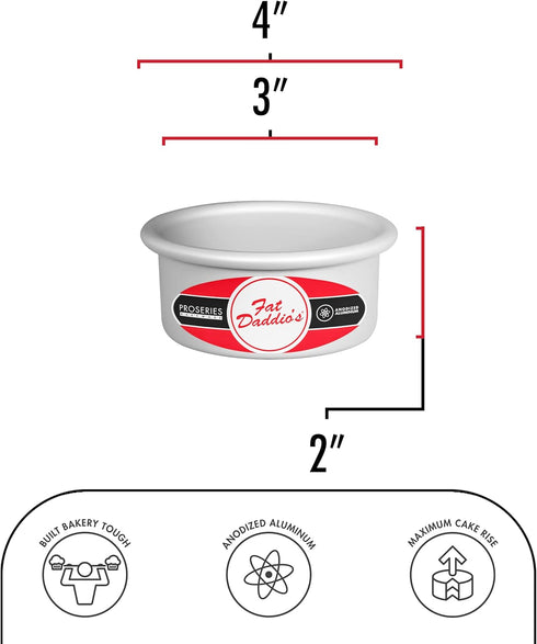 Fat Daddio's Round Cake Pan, Silver, 3 x 2 Inch