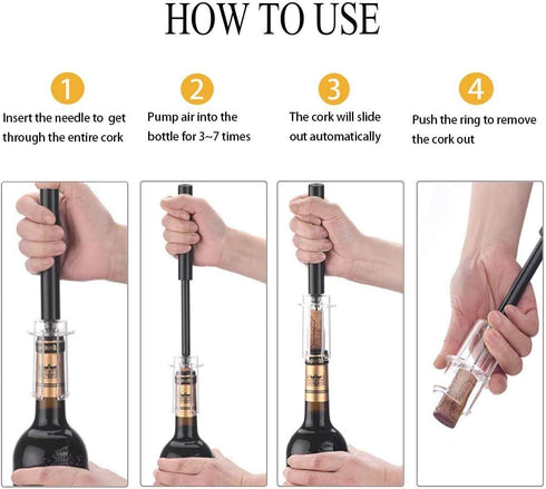 Simple Wine Opener with Foil Cutter, Air Pressure Pump Cork Remover, Perfect Gifts for Wine Lovers