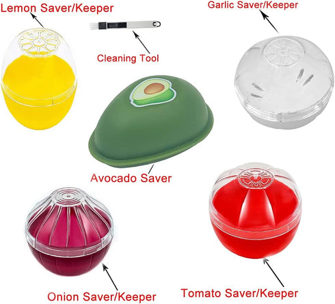 Onion Garlic Lemon Avocado Saver Storage Keeper - BPA Free Tomato Vegetable Shaped Food Saver/Storage Containers,