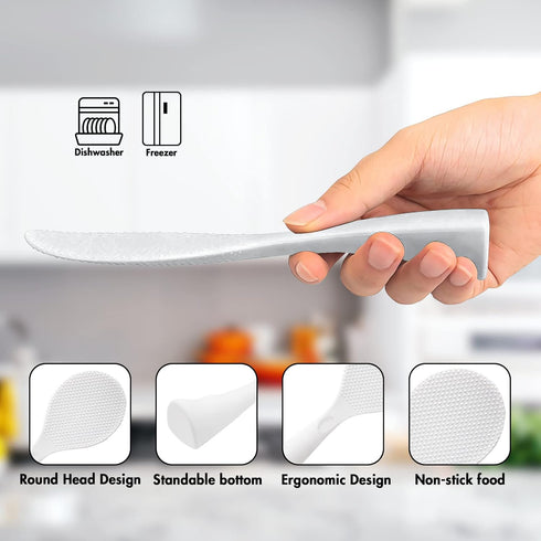 FireKylin Rice Paddle, Silicone Standing Rice Spatula, Non Stick Rice Spoon for Rice Cooker (White)