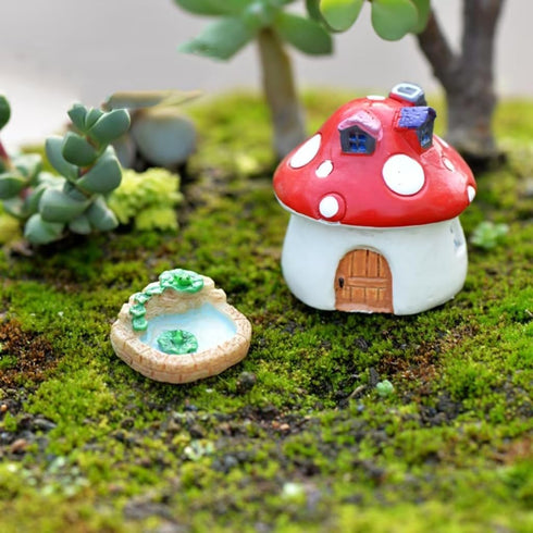 Woodpile Pool Miniature Fairy Garden Accessories, Miniature Pond Lawn Garden Ornament Figurines, Micro Landscape