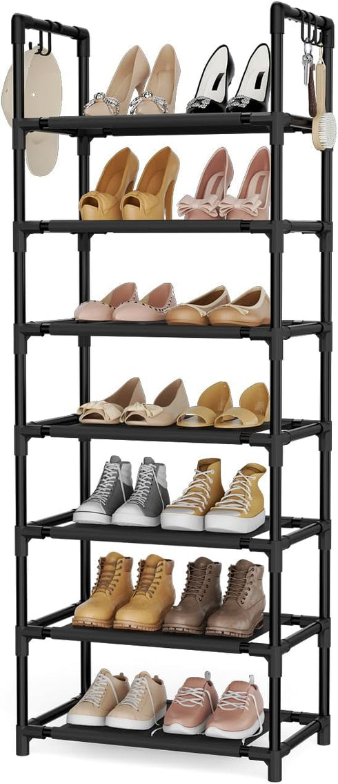 LANTEFUL 7 Tiers Shoe Rack 18-20 Pairs Boots Organizer Storage Sturdy Narrow