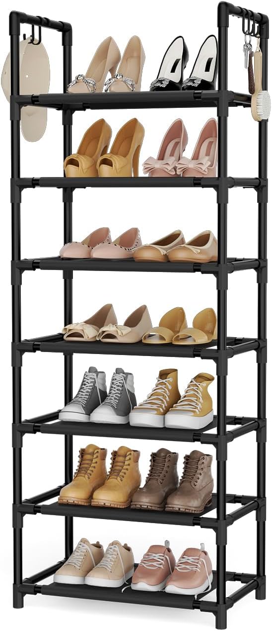 LANTEFUL 7 Tiers Shoe Rack 18-20 Pairs Boots Organizer Storage Sturdy Narrow