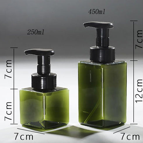 Foaming Soap Dispensers Pump-Bottles Pack of 2 (250 ml + 450 ml) for Kitchen, Bathroom, Brown