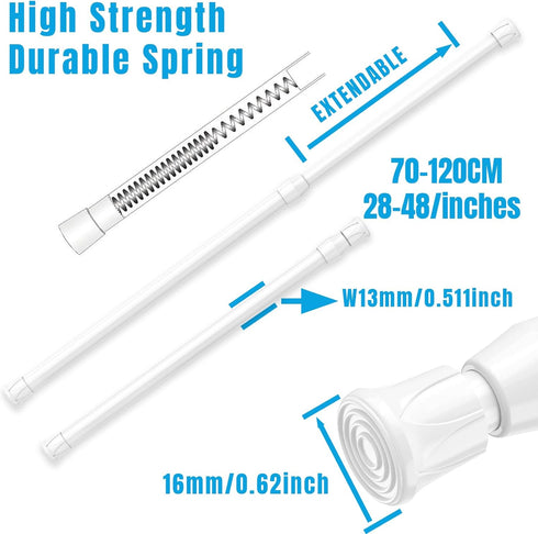 AIZESI Spring Tension Curtain Rods, Short Tension Rod (White, 27" to 37", 4 Pcs)