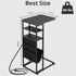 28"(H) 3-Tier C Shaped End Table with Charging Station, C Table with Storage Bag, Under Couch Table C-Shaped End Table